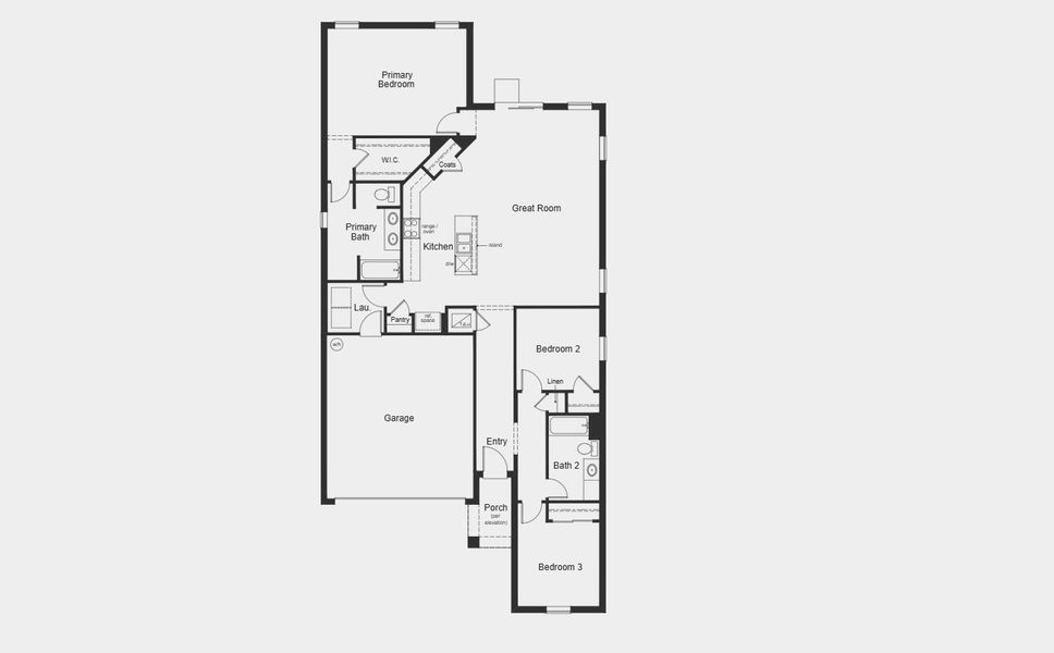 2D floor plan layout for the Plan 1662 by KB Home in Canoe Creek Reserve II, St. Cloud, FL (Image 3). 2D floor plan layout for the Plan 1662 by KB Home in Canoe Creek Reserve II, St. Cloud, FL (Image 3).