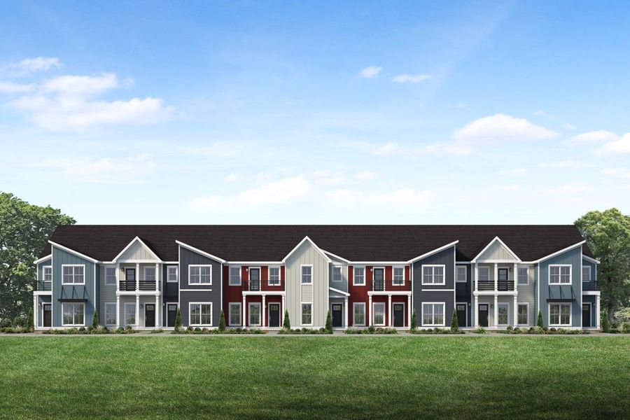 Representative exterior photo of a completed home built from the Fontaine Townhome by Parkside Builders in The Parks of Mill Town, Chattanooga, TN (Image 26).