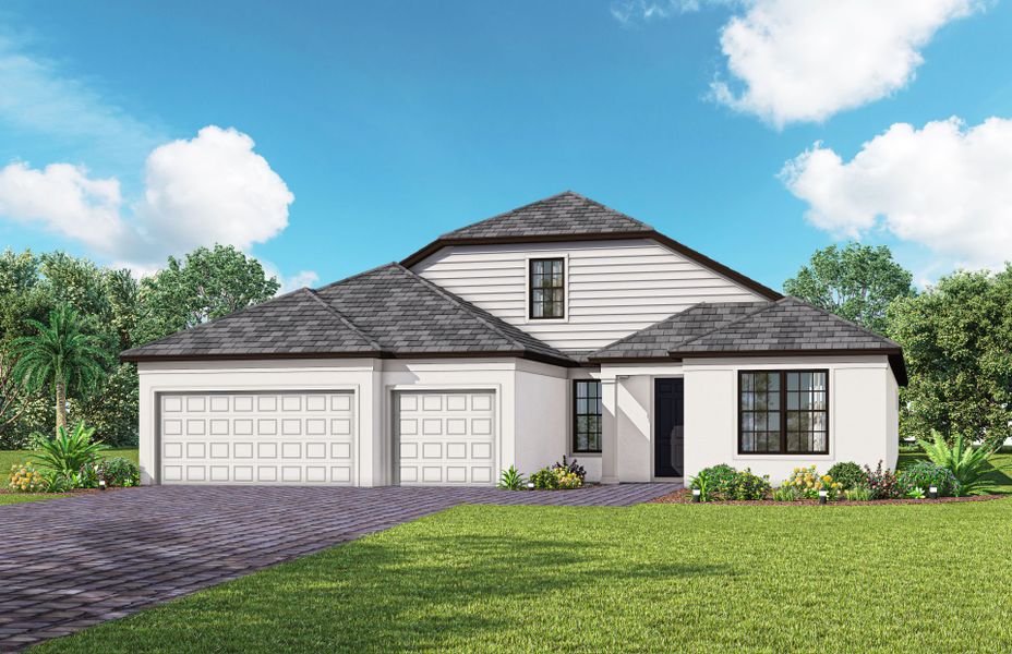 Representative exterior photo of a completed home built from the Stellar Grande by Del Webb in Del Webb Naples, Ave Maria, FL (Image 18).