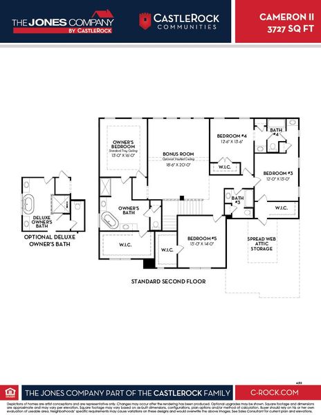 2D floor plan layout for the Cameron II by CastleRock Communities in Belvoir, Fairview, TN (Image 4).