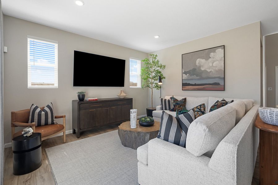 Representative furnished interior of a home built from the 4005 by Risewell Homes in Harvest Crossing, Aurora (Image 3).