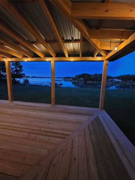 View from porch at night