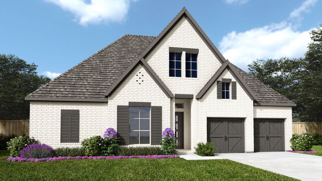 Representative exterior photo of a completed home built from the 519A by Britton Homes in Mustang Lakes, Celina, TX (Image 1). Representative exterior photo of a completed home built from the 519A by Britton Homes in Mustang Lakes, Celina, TX (Image 1).