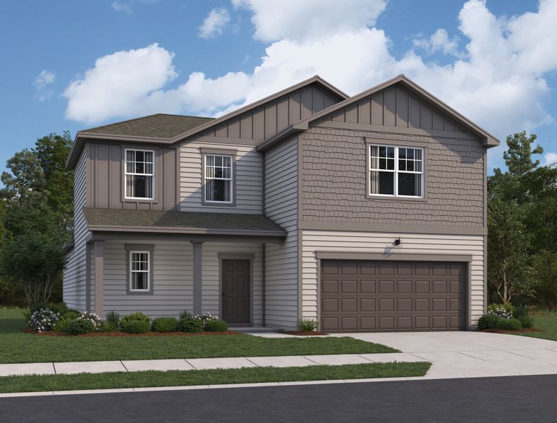 Representative exterior photo of a completed home built from the Hubble by Starlight Homes in Williams Landing, Waller, TX (Image 1). Representative exterior photo of a completed home built from the Hubble by Starlight Homes in Williams Landing, Waller, TX (Image 1).