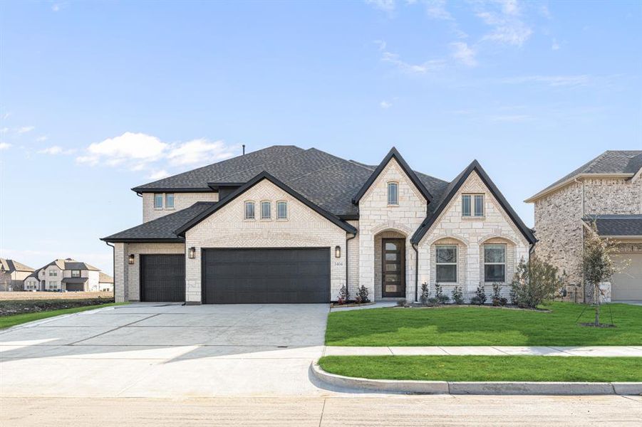 Front exterior of a new home in Liberty, Melissa, TX, highlighting curb appeal (Image 2).