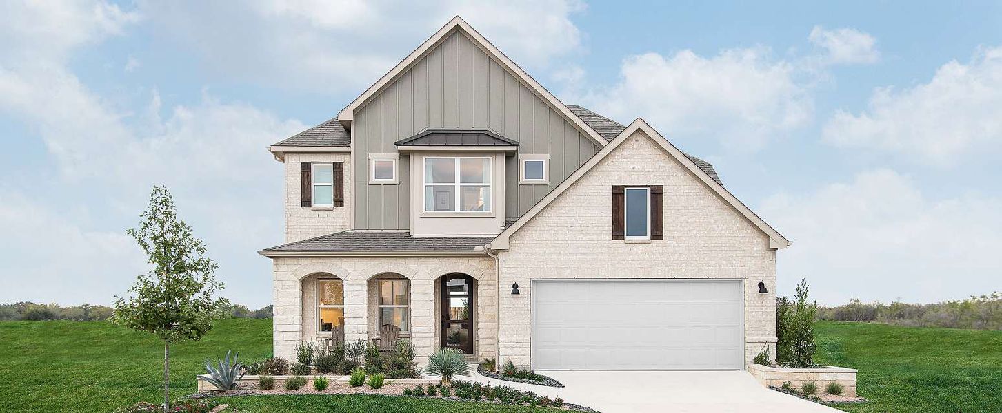 Representative exterior photo of a completed home built from the Jordan by Ashton Woods in Hennersby Hollow, San Antonio, TX (Image 19).