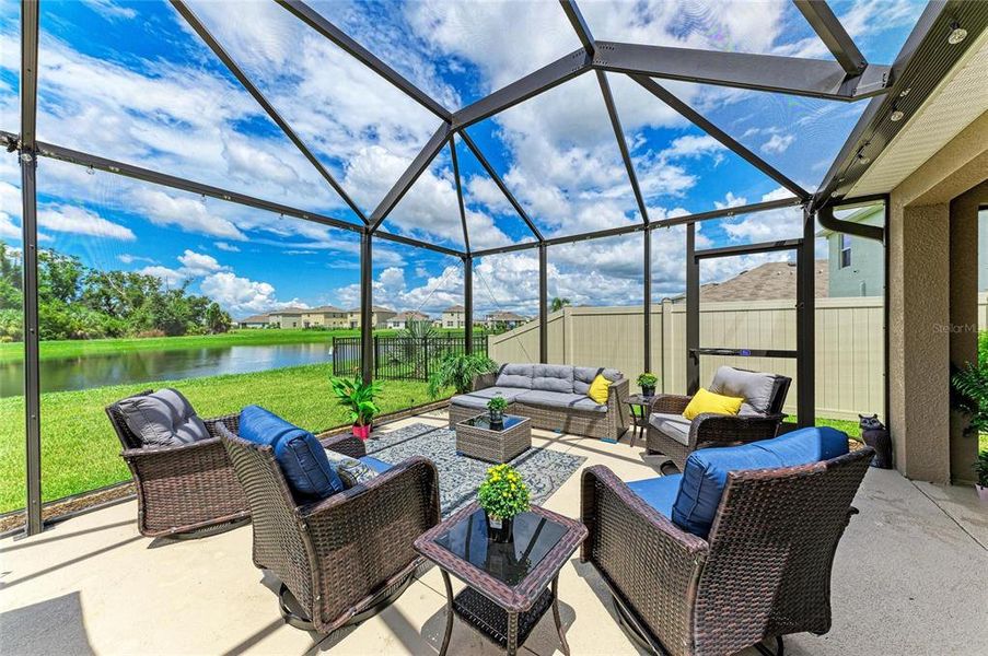 Exterior details and patio area of a home in Bella Lago, Parrish (Image 28).