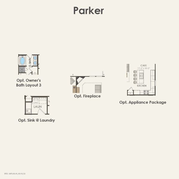 2D floor plan layout for the Parker by Pulte Homes in Rosemary Fields, Godley, TX (Image 4). 2D floor plan layout for the Parker by Pulte Homes in Rosemary Fields, Godley, TX (Image 4).