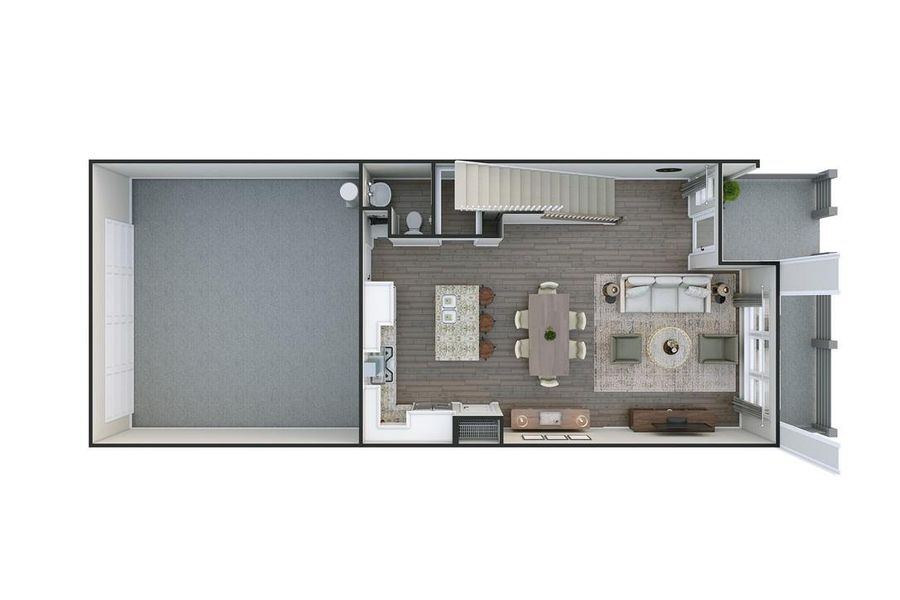 Forest Lake Townes Plan 1 Floor Plan Rendering