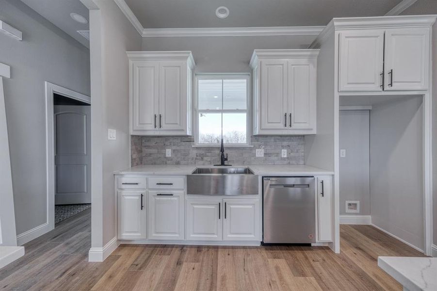 Great view of your backyard from the sink with granite counter tops