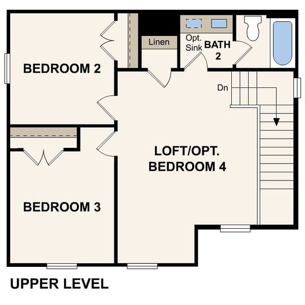 2D floor plan layout for the Hawthorn by Century Communities in Cedar Hollow, Hickory, NC (Image 5).