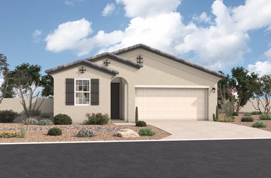 Representative exterior photo of a completed home built from the Shiloh by Beazer Homes in Highpointe at Northpointe, Peoria, AZ (Image 34).