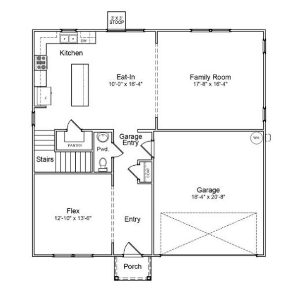 2D floor plan layout for the Russell - Genesis Value Collection by Mungo Homes in Golden Ridge, Youngsville, NC (Image 3).