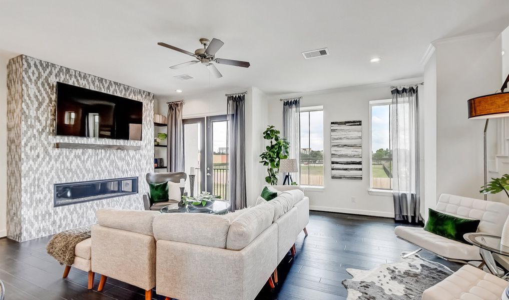 Elegant fireplace in great room