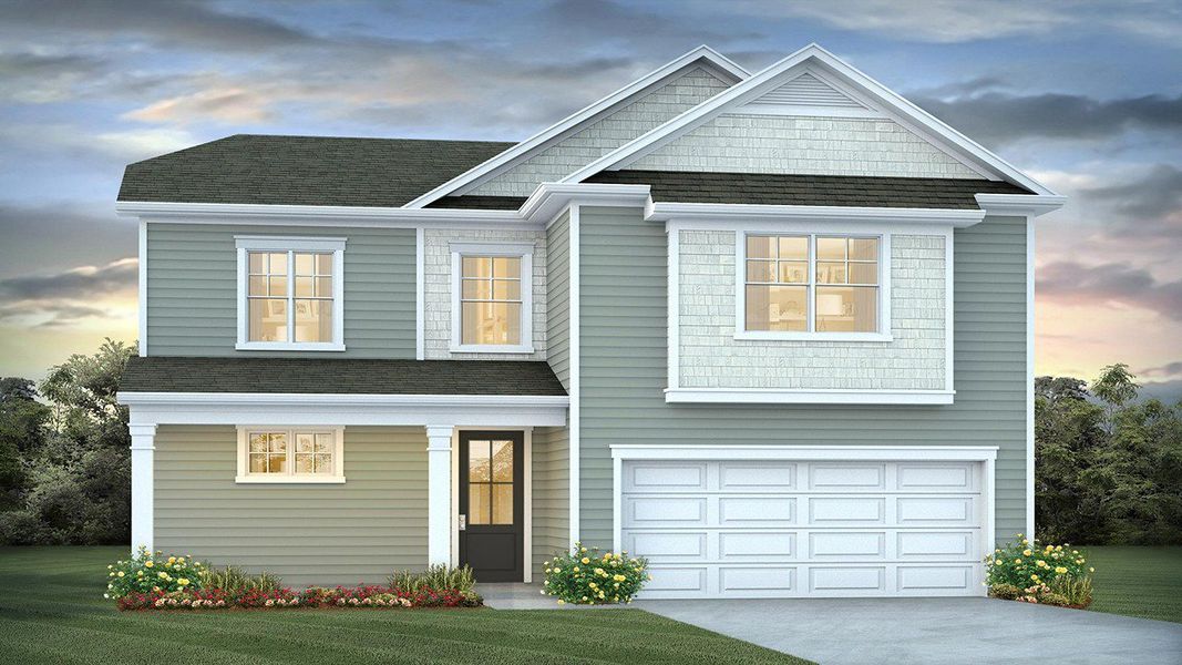 Representative exterior photo of a completed home built from the BELFORT by D.R. Horton in Auberon Woods, Conway, SC (Image 16).