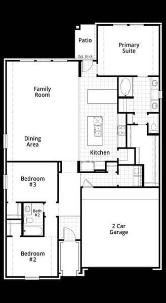 2D floor plan layout for the Glenhurst by Highland Homes in Wolf Ranch: 51ft. lots, Georgetown, TX (Image 4).