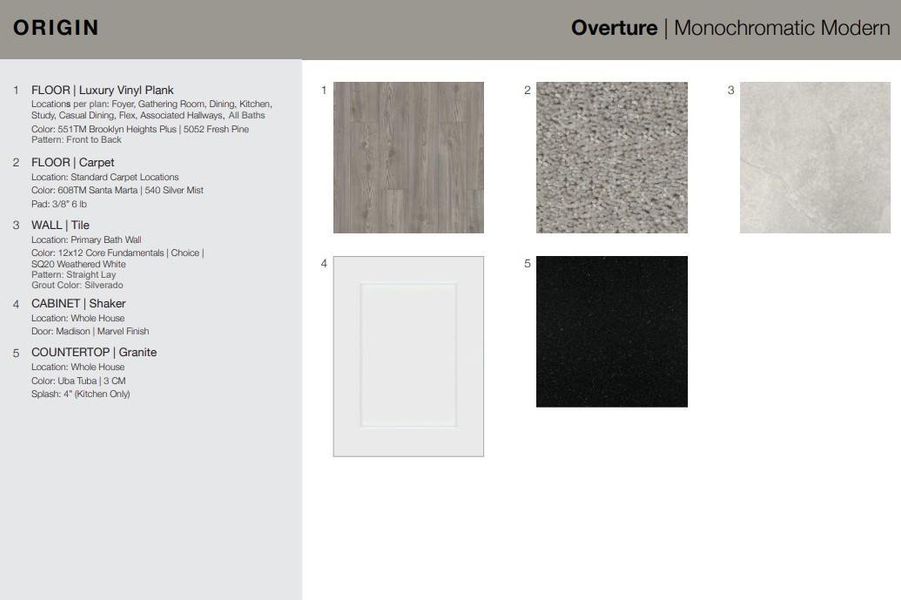 Design Selections. Home is under construction, selections subject to change.