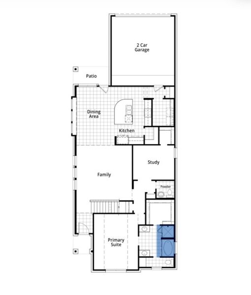 2D floor plan layout for the Warrenton by Highland Homes in Mantua Point, Van Alstyne, TX (Image 22).