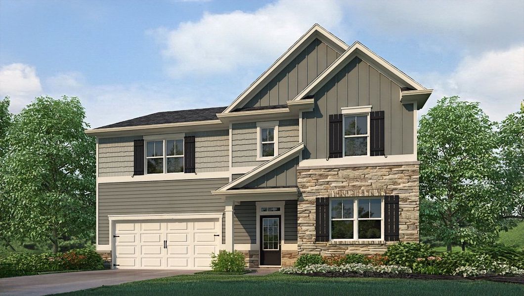 Representative exterior photo of a completed home built from the HALTON by D.R. Horton in Thompson Ridge, Dallas, GA (Image 19). Representative exterior photo of a completed home built from the HALTON by D.R. Horton in Thompson Ridge, Dallas, GA (Image 19).