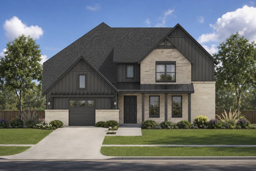 Representative exterior photo of a completed home built from the The Highland by Lillian Custom Homes in Ten Mile Creek, DeSoto, TX (Image 6).