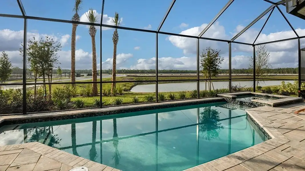 Exterior details and patio area of a home in Esplanade at Westview, Kissimmee (Image 2). Exterior details and patio area of a home in Esplanade at Westview, Kissimmee (Image 2).