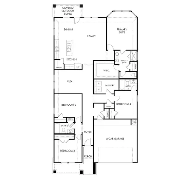 2D floor plan layout of this home in Prairie Winds - Boulevard Collection, Hutto, TX (Image 2). 2D floor plan layout of this home in Prairie Winds - Boulevard Collection, Hutto, TX (Image 2).