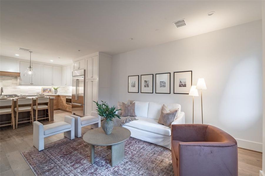 Living room featuring light hardwood / wood-style floors