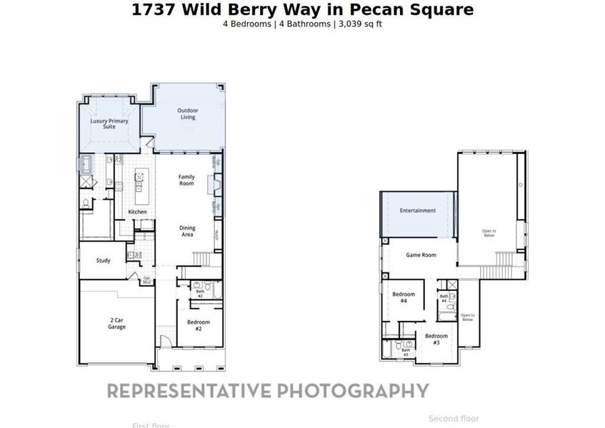 2D floor plan layout of this home in Pecan Square: 50ft. lots, Northlake, TX (Image 3).