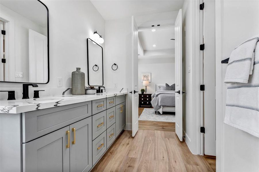 Enjoy a double sink vanity for convenience in the morning!