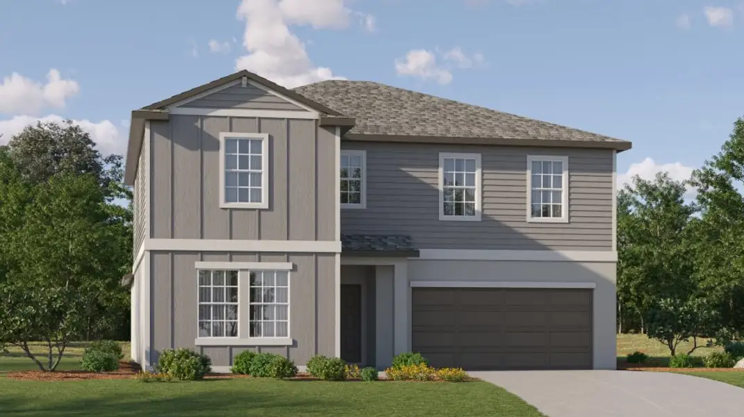 Front exterior of a new home in North Park Isle, Plant City, FL, highlighting curb appeal (Image 1). Front exterior of a new home in North Park Isle, Plant City, FL, highlighting curb appeal (Image 1).