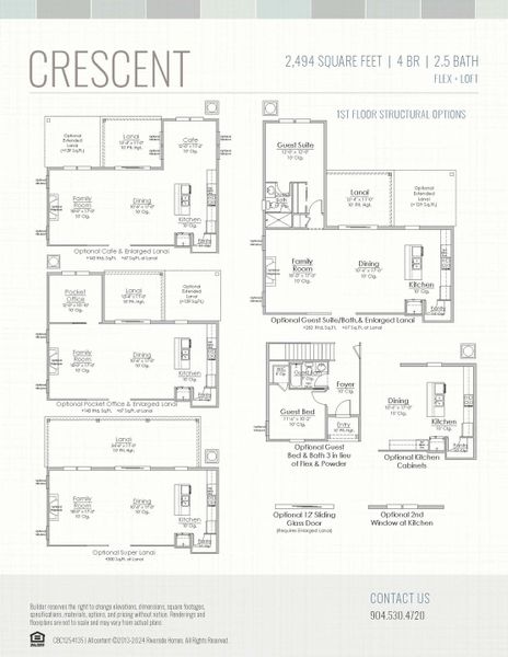 2D floor plan layout for the Crescent by Riverside Homes in Mariposa at EverRange, Jacksonville, FL (Image 6).