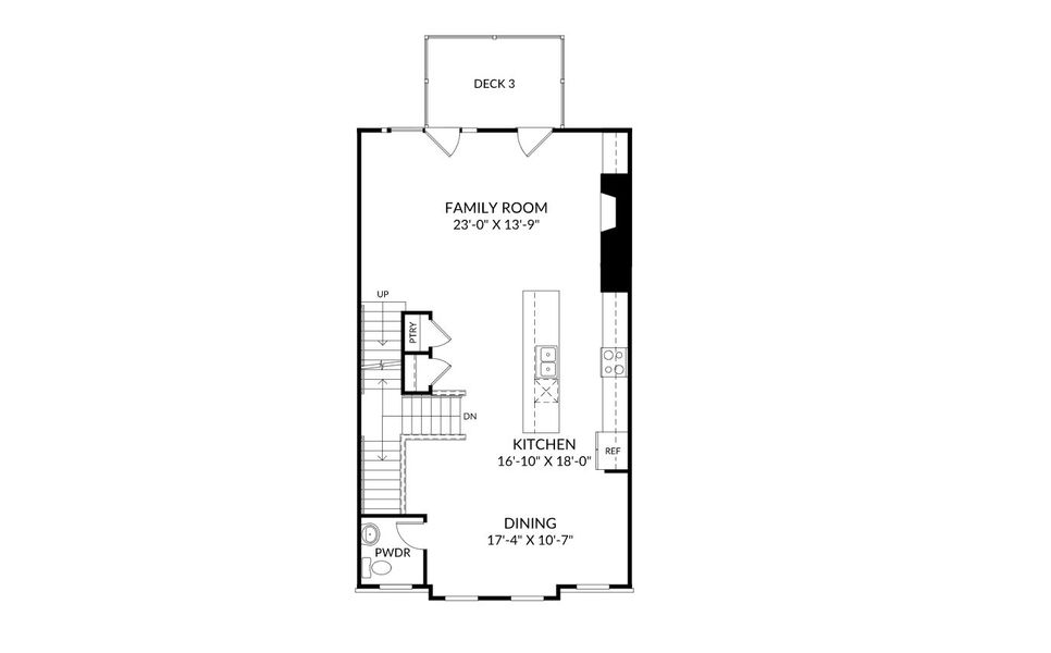2D floor plan layout for the The Bridget by Stanley Martin Homes in Croftside Townhomes, Powder Springs, GA (Image 14).