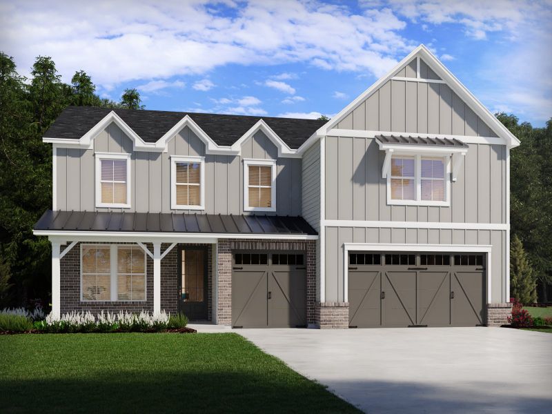 Representative exterior photo of a completed home built from the Nantucket by Meritage Homes in Vines at Mill Creek - Legacy Series, Braselton, GA (Image 1).