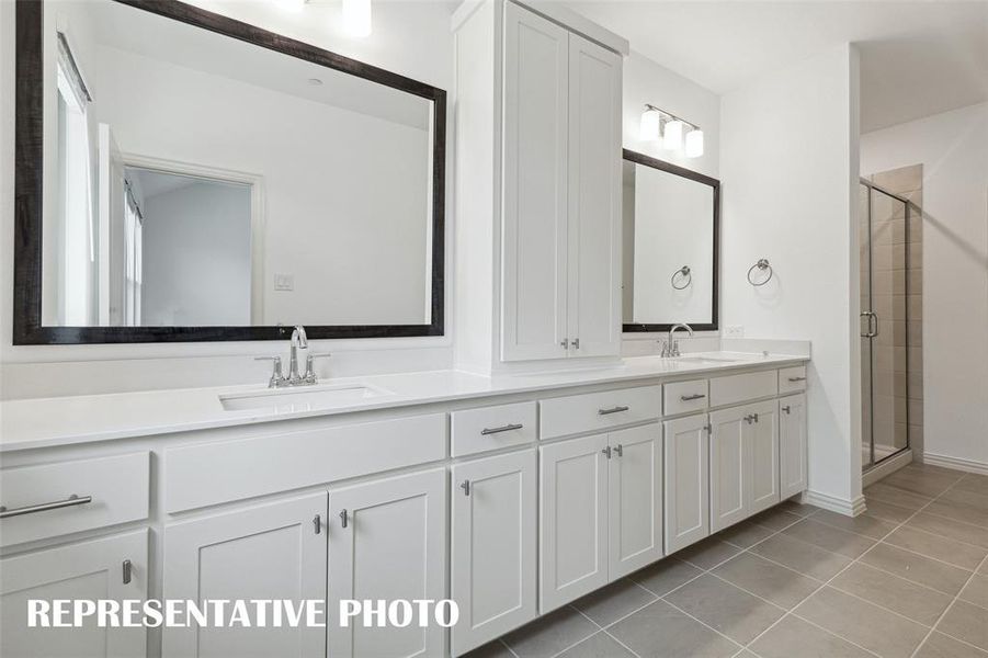 Plenty of space for two in this wonderful owner's bath.  REPRESENTATIVE PHOTO