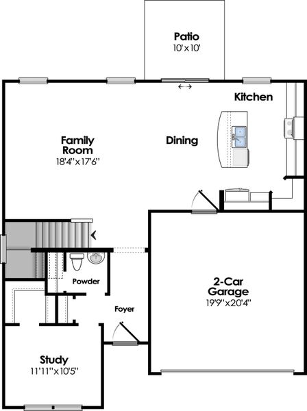 2D floor plan layout for the Saluda by Hurricane Builders in Southern Column Estates, Florence, SC (Image 3).