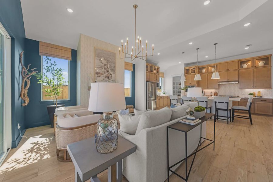 Representative furnished interior of a home built from the Hampton by Chesmar Homes in Meridiana 50's and 60's, Manvel (Image 39).