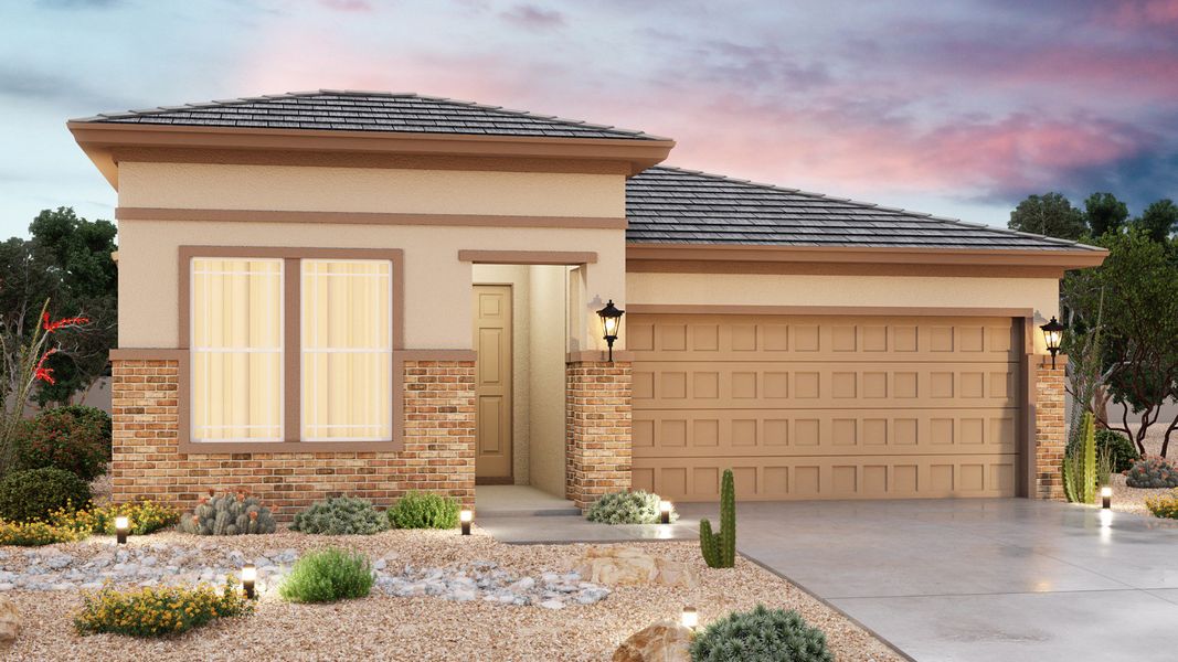 Representative exterior photo of a completed home built from the Clover - Castillo by Brightland Homes in Castillo at Anderson Parc, Buckeye, AZ (Image 4).
