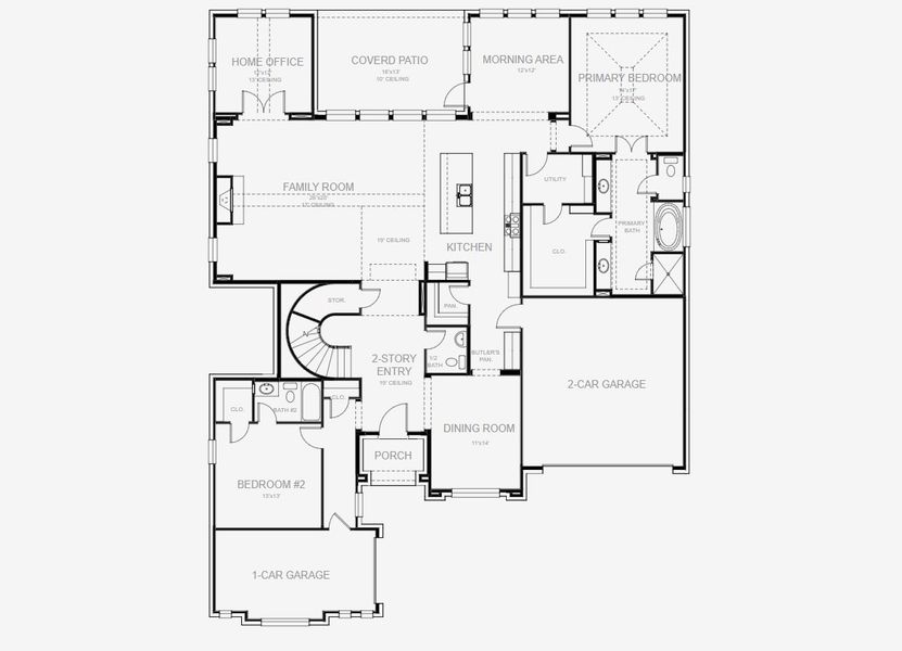 2D floor plan layout of this home in Terraces 72', Rockwall, TX (Image 3).