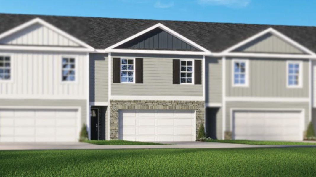 Front exterior of a new home in Brightwood Farm, Whitsett, NC, highlighting curb appeal (Image 2).