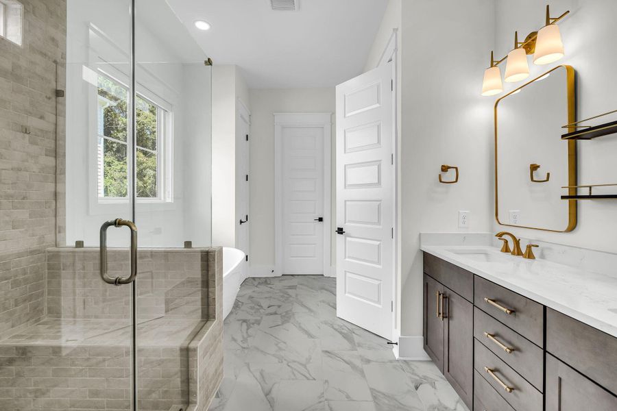 Furnished interior view inside a new home in Overlook at Copahee Sound, Awendaw (Image 39).