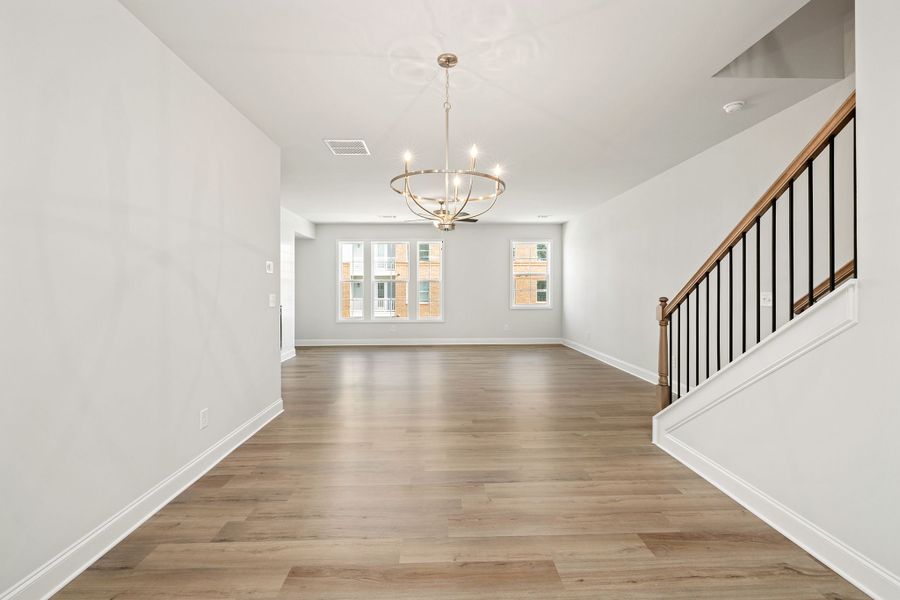 Spacious dining room connected to the family room