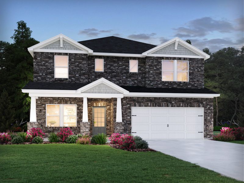 Representative exterior photo of a completed home built from the Johnson by Meritage Homes in Harmony Manor, Fairburn, GA (Image 2).