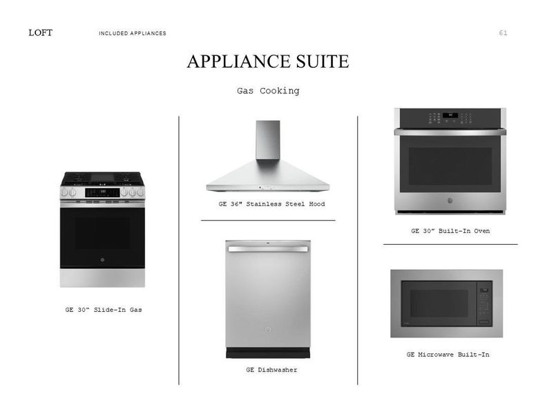 Loft Look Palette 5: Appliance Selection Sheet (*Artist rendering used for illustration purposes only.)