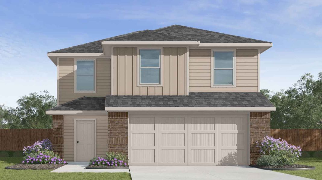 Representative exterior photo of a completed home built from the Davis by D.R. Horton in Watermark, Alvin, TX (Image 2). Representative exterior photo of a completed home built from the Davis by D.R. Horton in Watermark, Alvin, TX (Image 2).