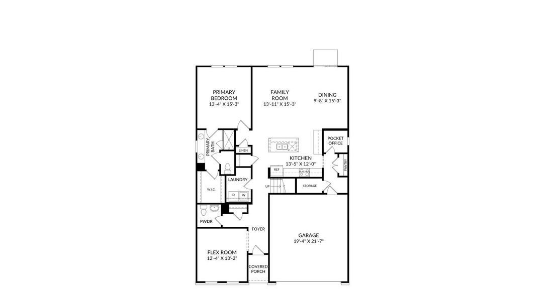 2D floor plan layout for the The Jefferson by Stanley Martin Homes in Rosinburg Glen, Zebulon, NC (Image 5).