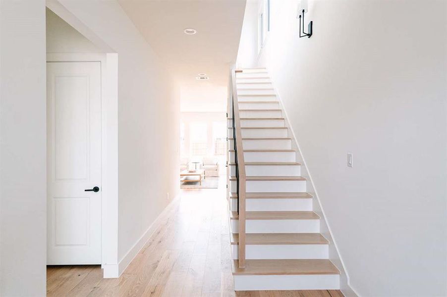 Stairs with wood-type flooring