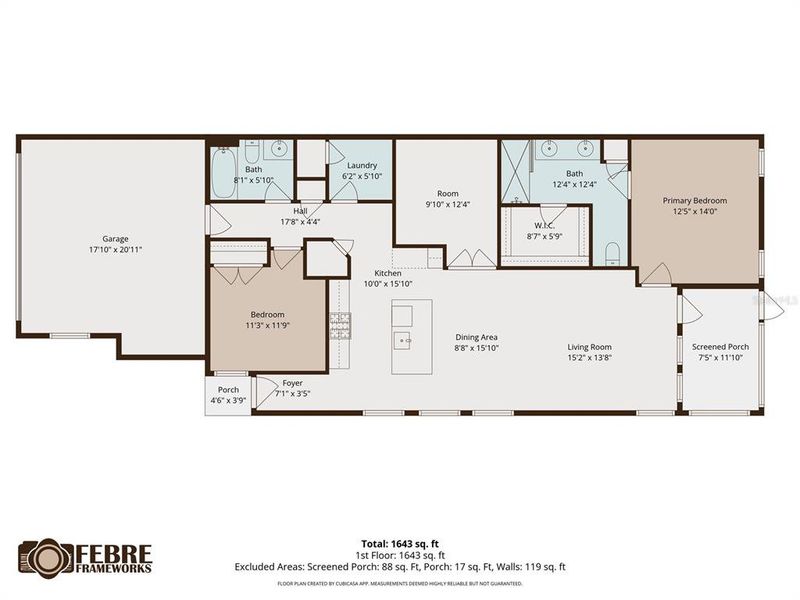 2D floor plan layout of this home in Fairway Pointe - 55+ Villa Community, Sun City Center, FL (Image 3).