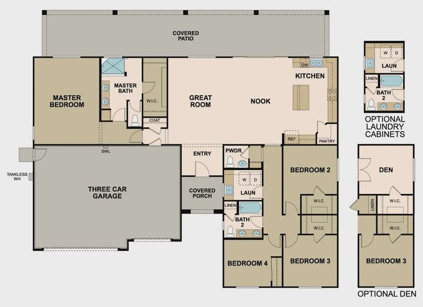 2D floor plan layout of this home in Las Barrancas, Yuma, AZ (Image 3).