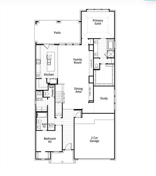 2D floor plan layout for the Yorktown Plan by Highland Homes in Mosaic: Artisan Series - 50ft. Lots, Prosper, TX (Image 3). 2D floor plan layout for the Yorktown Plan by Highland Homes in Mosaic: Artisan Series - 50ft. Lots, Prosper, TX (Image 3).