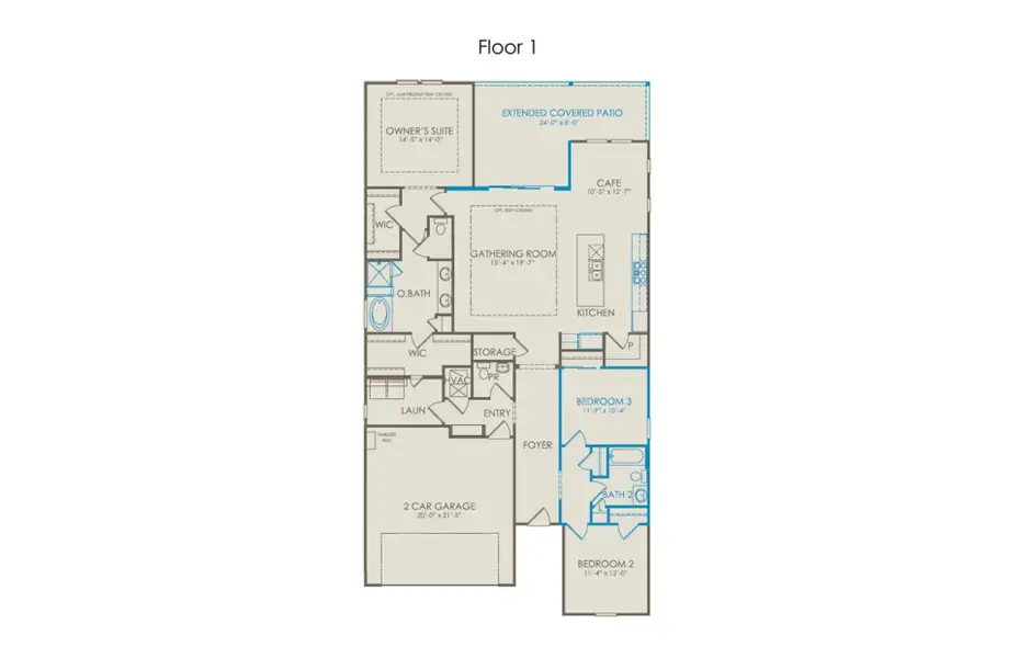 2D floor plan layout of this home in Del Webb at Trinity Falls, McKinney, TX (Image 4).